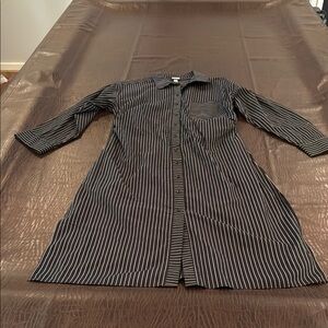 Black and White Striped Shirt Dress